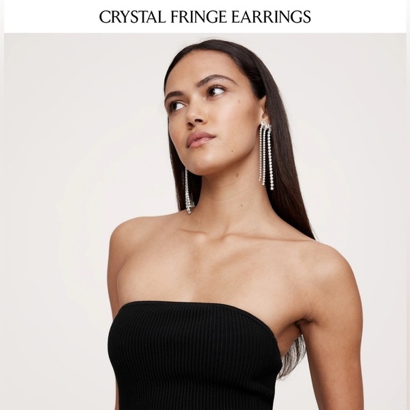 Banana Republic Crystal Fringe Rhinestone Prom Formal Earrings NEW